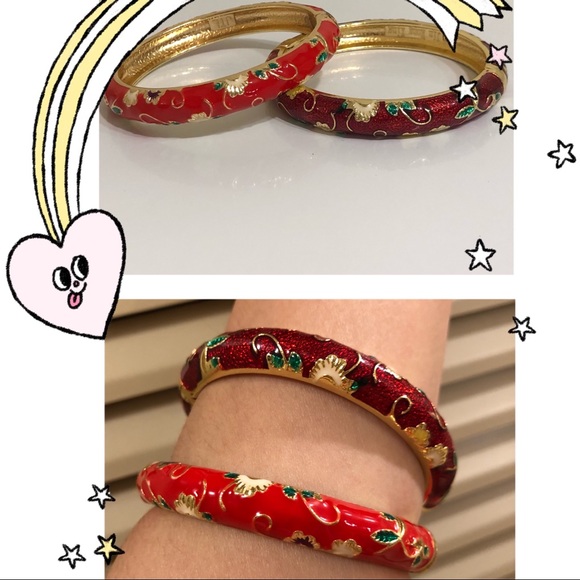 💝💝 NEW Cloisonné Enamel Hinged Bangle Bracelets - Picture 1 of 10